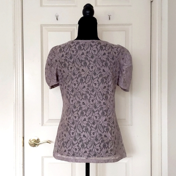 NWT. The Limited Cotton and Nylon All Lace Puffy Short Sleeve Blouse. - Picture 2 of 5